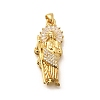 Religion Themed Rack Plating Brass Micro Pave Cubic Zirconia Pendants KK-L226-007G-09-1