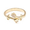 Clear Cubic Zirconia Flower of Life Cuff Ring RJEW-C028-02G-2