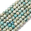 Natural Dyed Marble Beads Strands G-P593-8mm-04-2