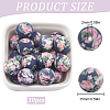 30pcs Round with Flower Pattern Silicone Focal Beads SIL-SC0002-03D-2