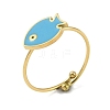 Ion Plating(IP) Fish 304 Stainless Steel Enamel Ring RJEW-A038-14G-02-1