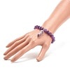 Natural Amethyst Round Beaded Stretch Bracelet with Bullet Shape Charm BJEW-JB08310-03-3