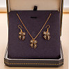 Alloy Rhinestone & Enamel Pendant Necklaces & Dangle Earrings Sets for Women FS-WGD52C4-13-1