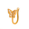 Butterfly Brass Micro Pave Clear Cubic Zirconia Clip on Nose Rings WGE7DEE-01-3