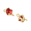 Brass Pave Cubic Zirconia Heart Connector Charms KK-P347-02G-03-3