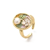 Brass Enamel Cuff Rings RJEW-K291-03G-02-4