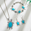 Tortoise Synthetic Turquoise Pendant Necklacres & Link Bracelets & Dangle Earring Sets FS-WG4B145-01-2