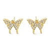 Brass Micro Pave Clear Cubic Zirconia Stud Earrings EJEW-A128-01G-2
