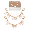 4Pcs 2 Styles Alloy Pink Enamel Bowknot Heart Charms Bag Decorative Chains HJEW-UN00104-1