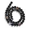 Round Dyed & Heated Natural Black Agate Beads Strands G-G582-8mm-07-7