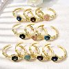 Hexagon Brass Pave Natural Gemstone & Cubic Zirconia Cuff Bangles for Women BJEW-Z172-01G-1