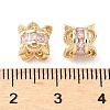 Brass Micro Pave Cubic Zirconia European Beads KK-A254-26G-01-2