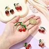 6Pcs 6 Styles 3D Resin Cherry Brooch Pin with Rhinestone JEWB-CJ0001-32-4