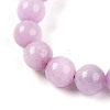 Natural Kunzite Round Beads Stretch Bracelets Women Men BJEW-T022-06A-3