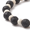 Dyed Synthetic Turquoise(Dyed) Tortoise & Natural Lava Rock Beaded Stretch Bracelet for Women BJEW-JB09229-02-3