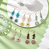 Evil Eye Natural & Synthetic Mixed Gemstone Chip & Seed Beads Dangle Earrings EJEW-MZ00166-2