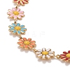 Enamel Daisy Link Chain Necklace NJEW-P220-01G-03-2