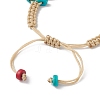 Flat Round Synthetic Turquoise Heishi Beaded Braided Bracelets for Men Women BJEW-JB12162-4