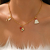 Brass Enamel Christmas Tree Santa Claus Reindeer Pendant Bib Necklaces for Women SB7125-3