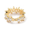 Brass with Cubic Zirconia Open Cuff Rings RJEW-B053-05-3