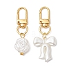 2Pcs Flower & Bowknot Plastic Imitation Pearl Pendant Decorations HJEW-JM02558-1