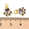 Brass Pave Cubic Zirconia Paw Print Charms KK-I355-17G-02-3