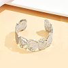 304 Stainless Steel Hollow Rose Flower Open Cuff Bangles for Women SA-CBABC9E-01P-1