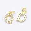 Brass Micro Pave Grade AAA Cubic Zirconia Charms ZIRC-P067-11G-Q-NR-1