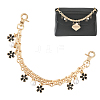 Alloy Enamel Flower with ABS Plastic Pearl Round Bead Charm Iron Chain Bag Decorative Chains HJEW-FS00054-04-1
