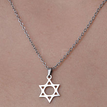 201 Stainless Steel Star of David Pendant Necklace NJEW-OY001-37