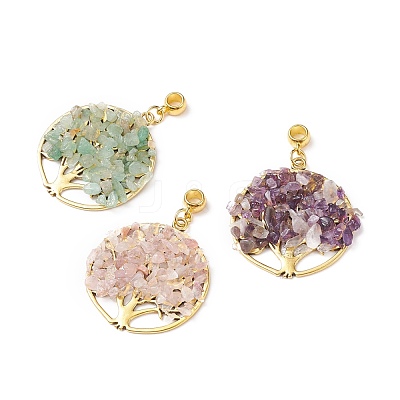 Natural Mixed Gemstone Chips European Dangle Charms PALLOY-JF01908-1