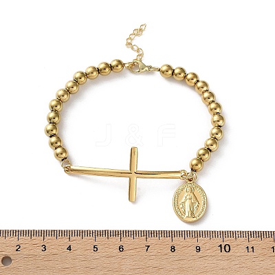 304 Stainless Steel Beaded Bracelets for Women BJEW-Z133-02G-1