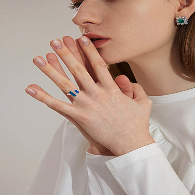 1Pc Brass Enamel Cuff Rings for Women RJEW-LP0002-32-1
