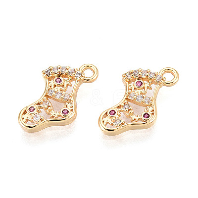 Brass Micro Pave Cubic Zirconia Charms KK-N263-142C-G-1