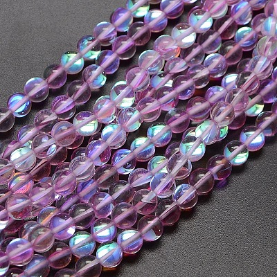 Synthetic Moonstone Beads Strands G-F143-6mm-02-1