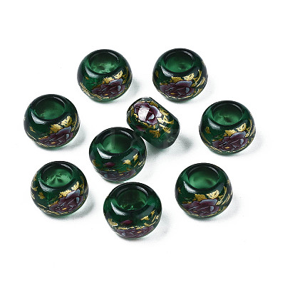 Flower Printed Transparent Acrylic Rondelle Beads TACR-S160-01-C03-1