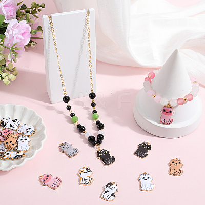 28Pcs 7 Colors Rack Plating Alloy Enamel Pendants FIND-SC0012-10-1