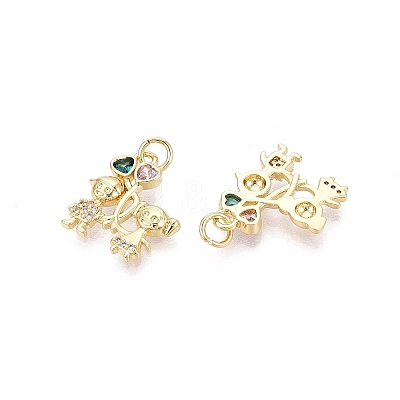 Brass Micro Pave Cubic Zirconia Pendants KK-N287-32A-G-1