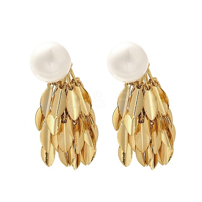Brass Leaf Stud Earrings EJEW-A121-11G-1