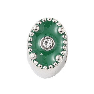 304 Stainless Steel Enamel with Rhinestone European Beads STAS-Z130-07P-1