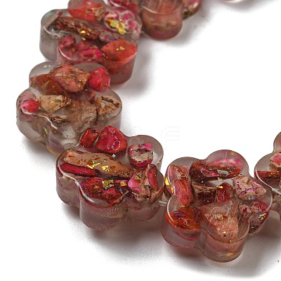 Dyed Natural Imperial Jasper with Resin Beads Strands G-G083-G03-01-1