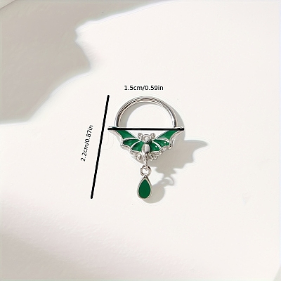 Gothic 316 Surgical Stainless Steel Enamel Green Bat Nose Ring with Drop Charms for Men and Women Party Jewelry LS-YQ2645-1