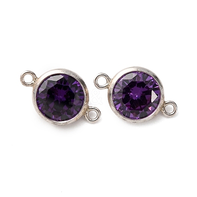 925 Streling Silver Pave Cubic Zirconia Birthstone Connector Charms STER-NH0001-80P-12-1