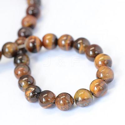 Grade AB Natural Tiger Eye Round Bead Strands G-E334-6mm-17-1