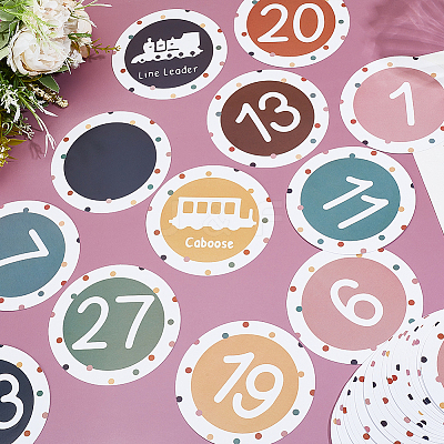 36Pcs 36 Styles Flat Round Paper Blank Label Stickers DIY-WH0308-853B-1