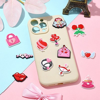 60Pcs 12 Styles Valentine's Day Theme PVC Cabochons FIND-CJ0011-21-1
