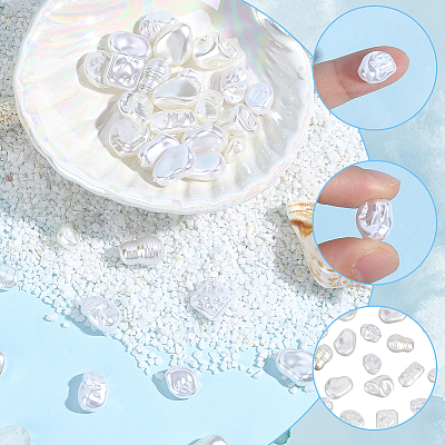 72Pcs 9 Styles ABS Plastic Imitation Pearl Beads KY-PA0001-16-1