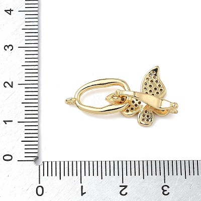 Butterfly Brass Micro Pave Clear Cubic Zirconia Fold Over Clasps KK-Z143-22G-1