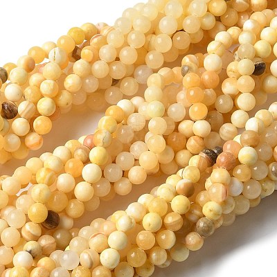 Natural Yellow Jade Beads Strands X-G-F591-17-8MM-1