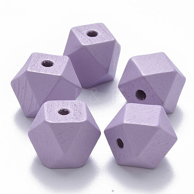 Painted Natural Wood Beads WOOD-Q040-020B-A04-1